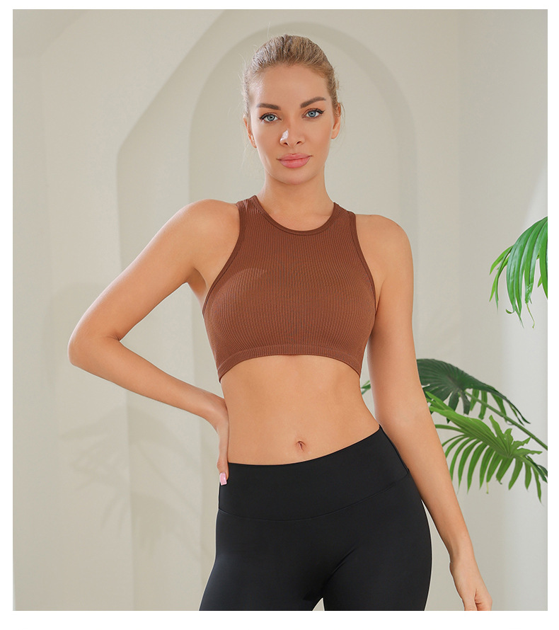 スポーツTシャツ シームレスリブフィットブラトップ