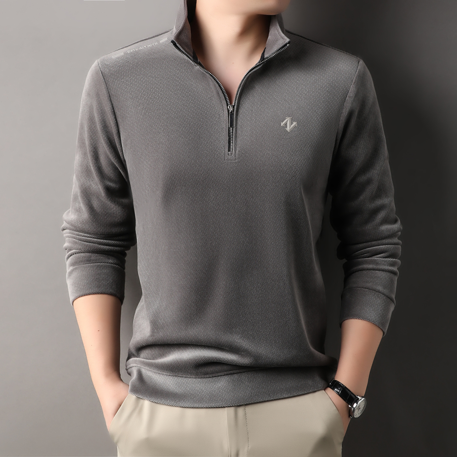 スポーツTシャツ ハーフジップ長袖ゴルフウェアトップス