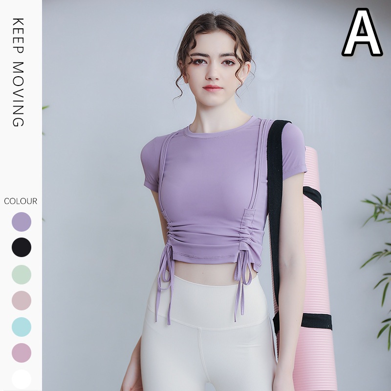 レディース ヨガ フィットネス 半袖スポーツTシャツ