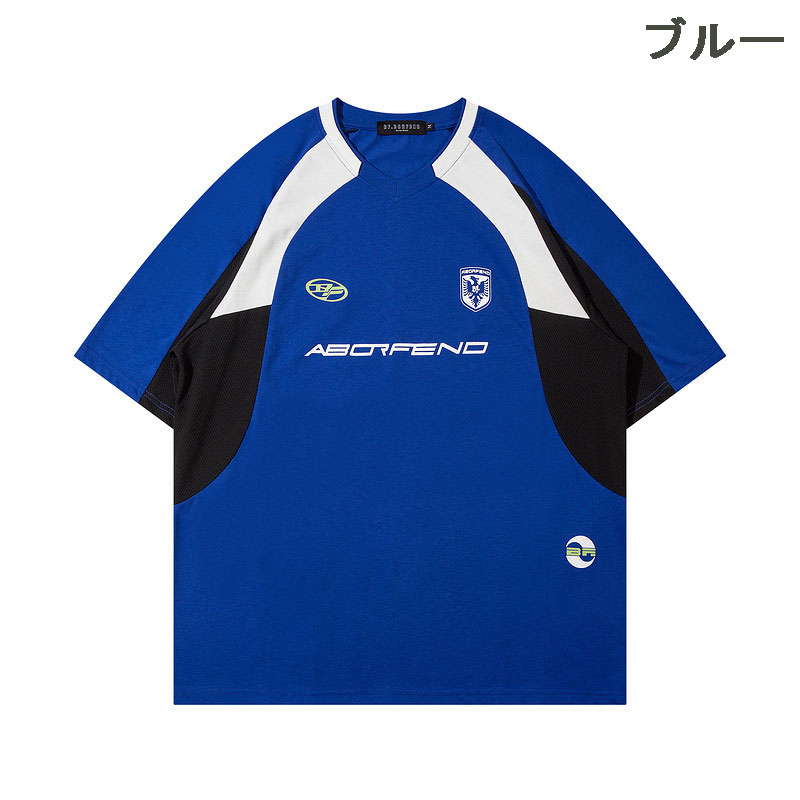 スポーツTシャツ 男女兼用 サッカー風半袖スポーツシャツ 全2色