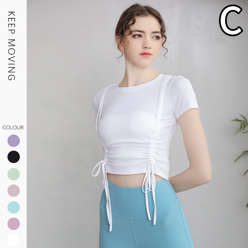 レディース ヨガ フィットネス 半袖スポーツTシャツ