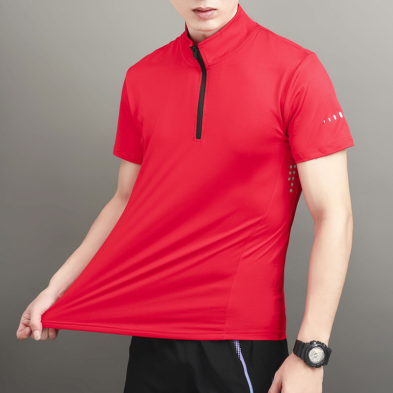 スポーツTシャツ エアフロー 立ち襟ハーフジップ