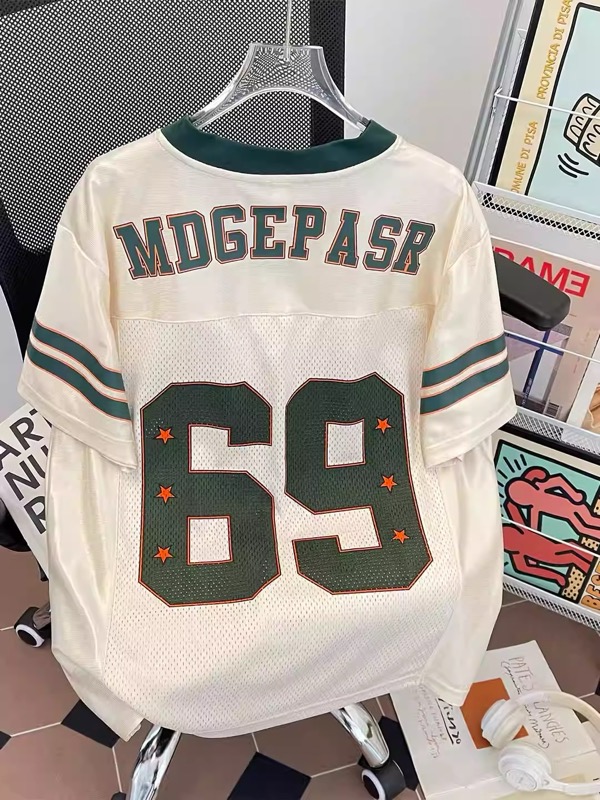 スポーツTシャツ アメリカンフットボール風メッシュスポーツ半袖シャツ