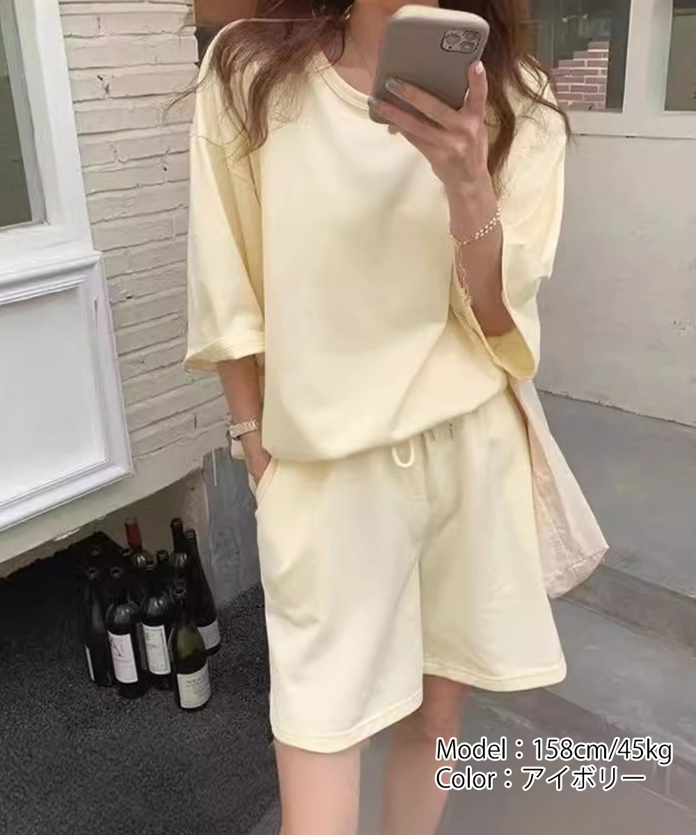 スポーツTシャツ レディース夏用セットアップ 半袖上下セット