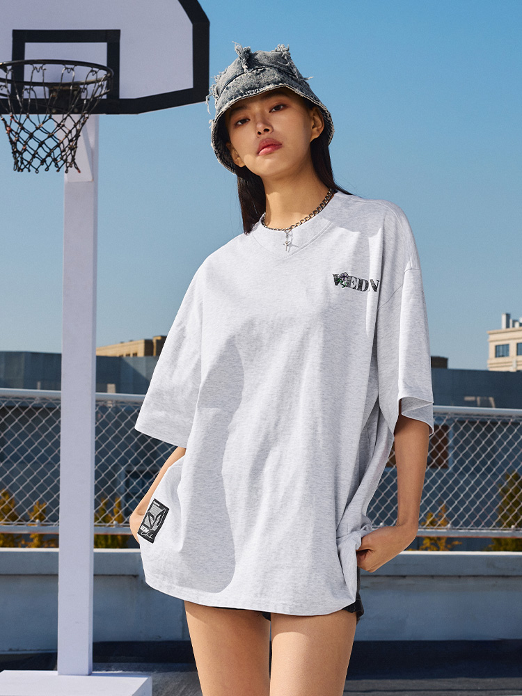 スポーツTシャツ バスケ 花模様バックプリント ストリート風