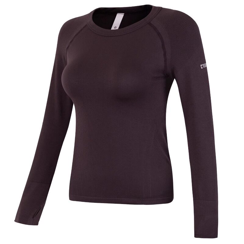 スポーツTシャツ 吸汗速乾リブ編み長袖スポーツシャツ