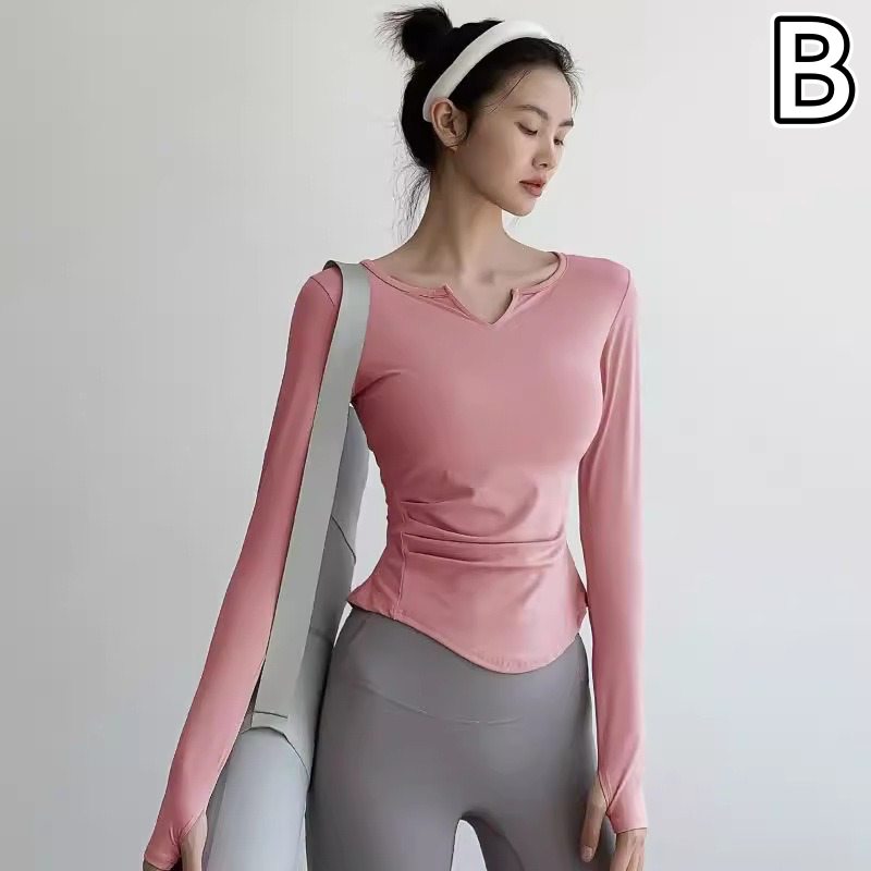 スポーツTシャツ 速乾長袖スポーツトップス レディース ヨガウェア