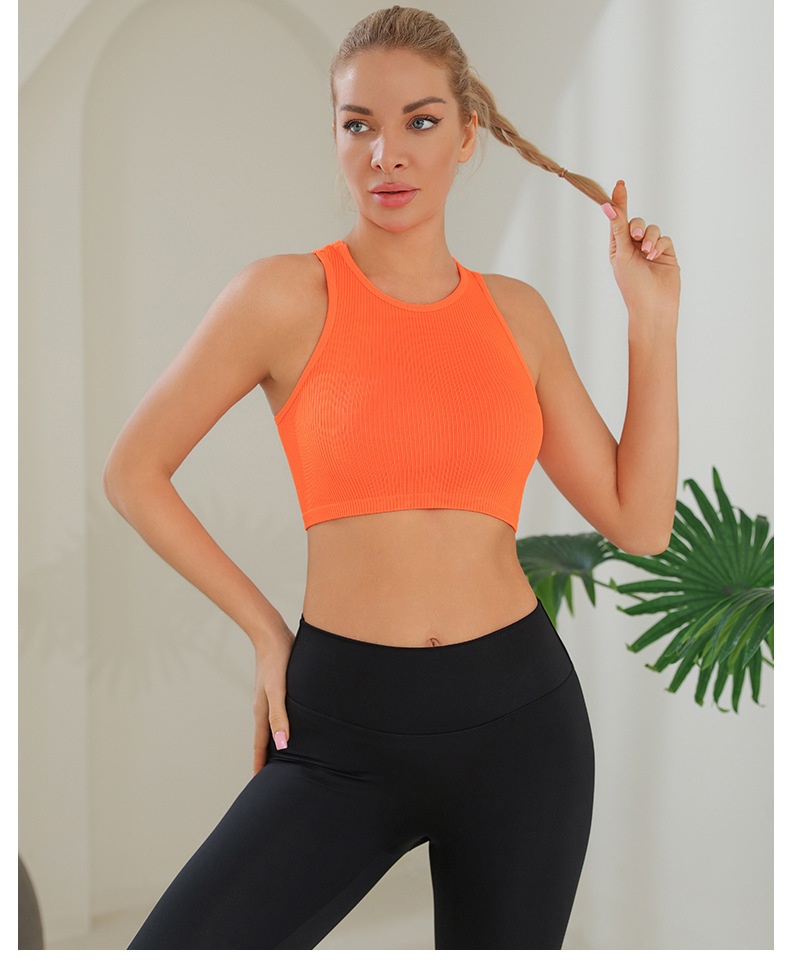 スポーツTシャツ シームレスリブフィットブラトップ