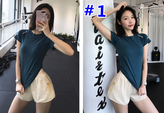 スポーツTシャツ 夏用速乾半袖スポーツシャツ ヨガウェア トップス