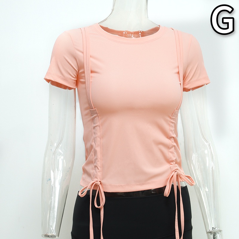 レディース ヨガ フィットネス 半袖スポーツTシャツ