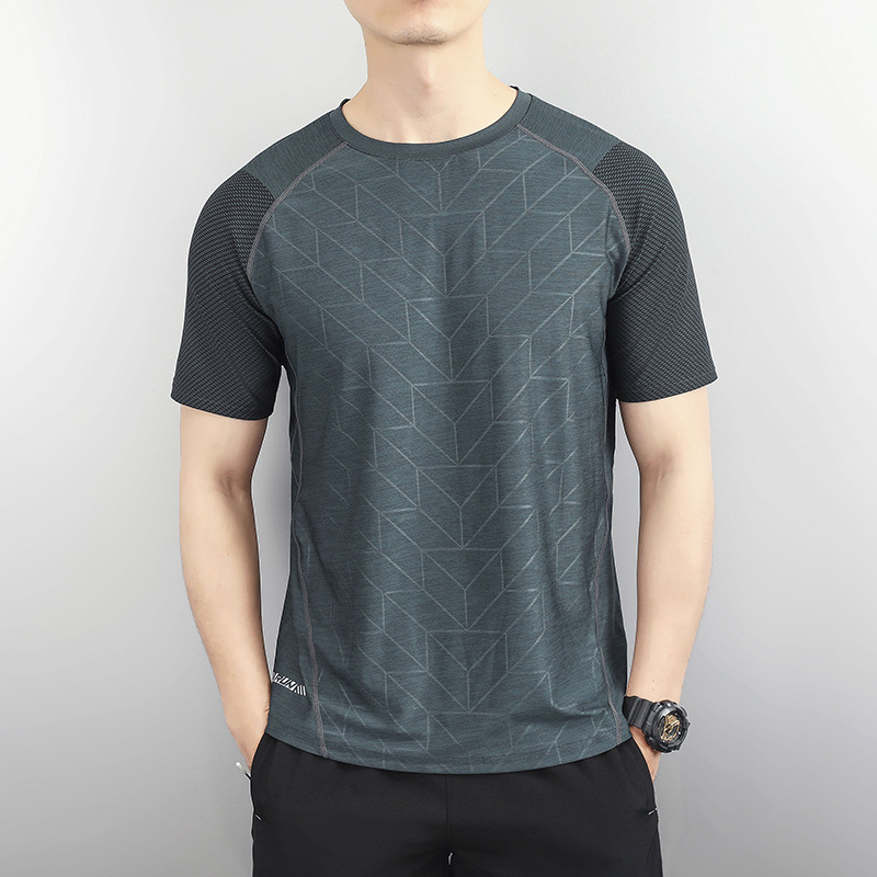 スポーツTシャツ 矢印模様ドライフィット速乾ランニング半袖