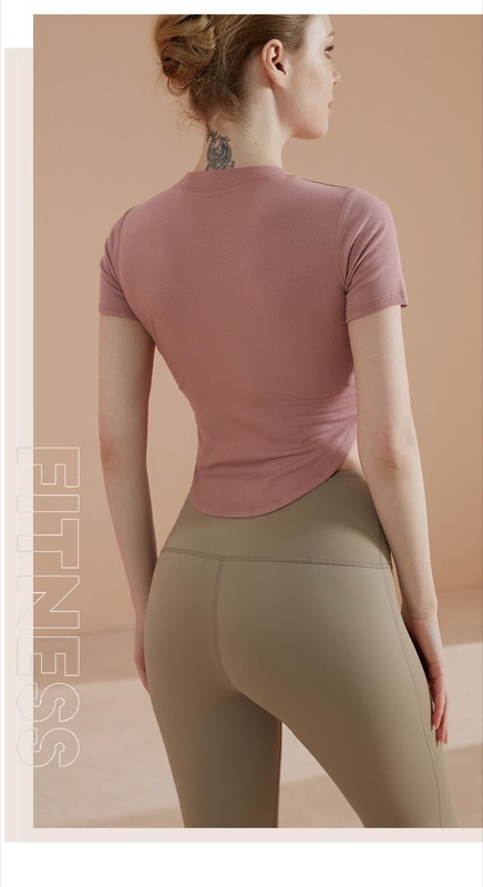 スポーツTシャツ フィットネス半袖シャツ ヨガ運動用スポーツウェア レディース