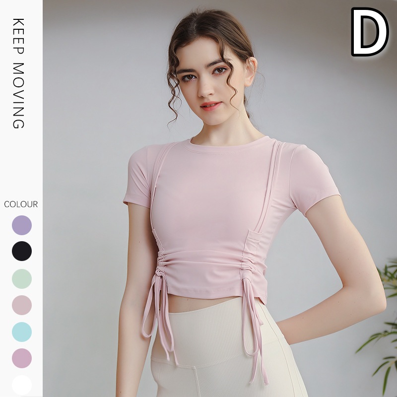 レディース ヨガ フィットネス 半袖スポーツTシャツ