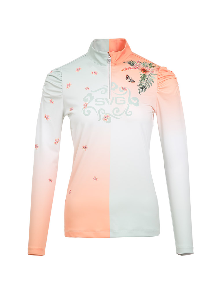 スポーツTシャツ ゴルフ 花蝶舞動ゴルフハイネックシャツ