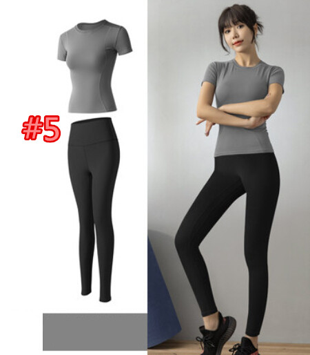 スポーツTシャツ 夏用レディース速乾ヨガウェア上下セット