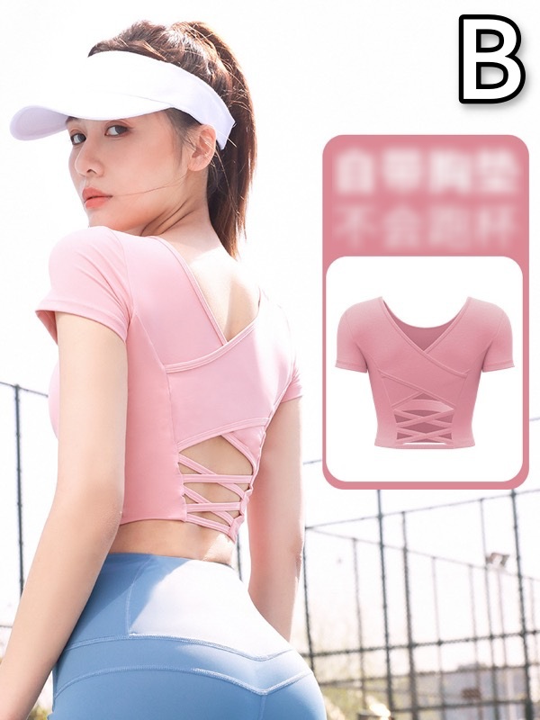 スポーツTシャツ レディース フィットネス用半袖スポーツシャツ ヨガ運動着