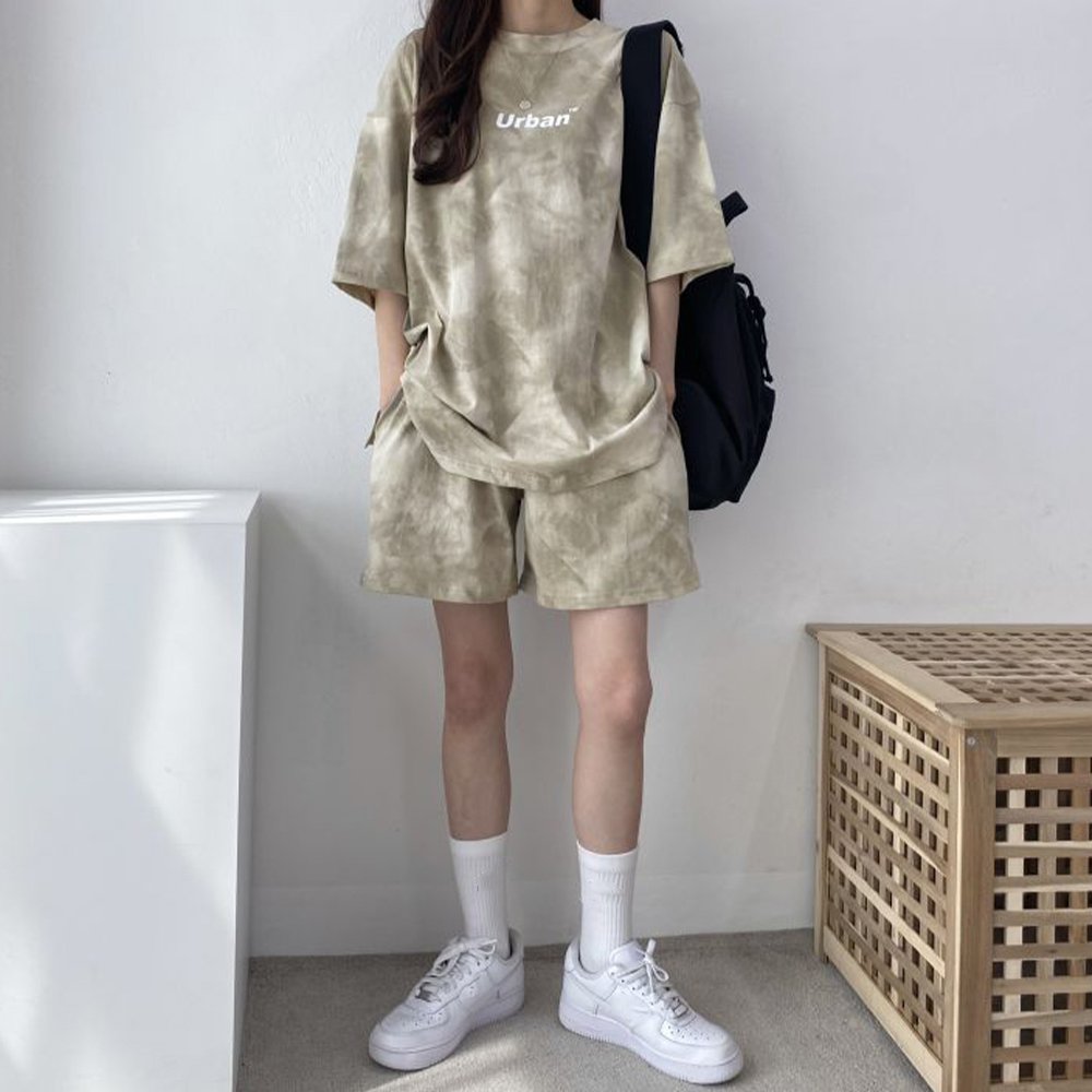 スポーツTシャツ レディース タイダイ柄 半袖 上下セット 春夏