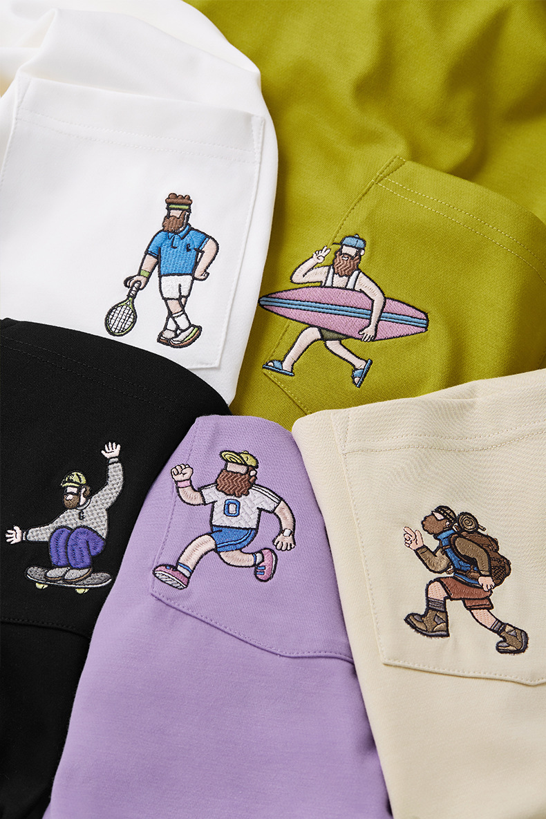 スポーツTシャツ メンズ春夏新作刺繍入り半袖運動着全5色