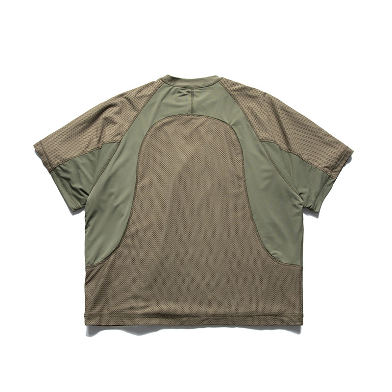 スポーツTシャツ 多機能ポケット付き半袖スポーツシャツ男女兼用グリーン