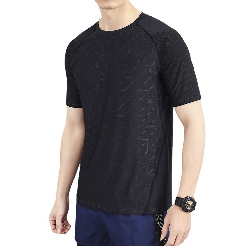 スポーツTシャツ 矢印模様ドライフィット速乾ランニング半袖