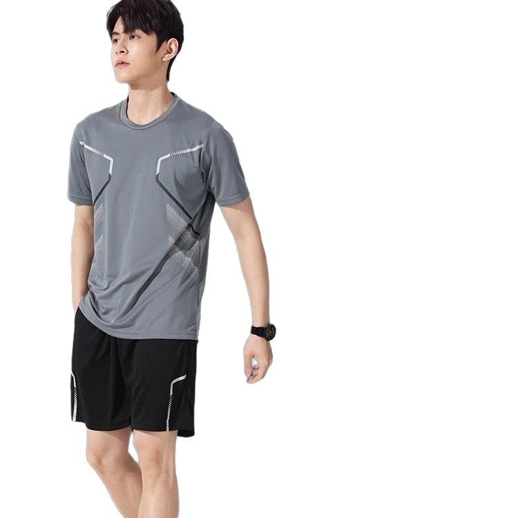 スポーツTシャツ ラインデザイン速乾ランニングシャツ