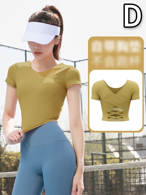 スポーツTシャツ レディース フィットネス用半袖スポーツシャツ ヨガ運動着