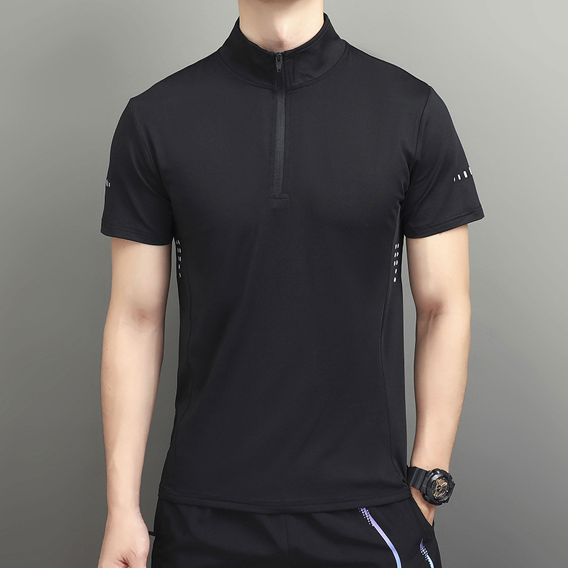 スポーツTシャツ エアフロー 立ち襟ハーフジップ