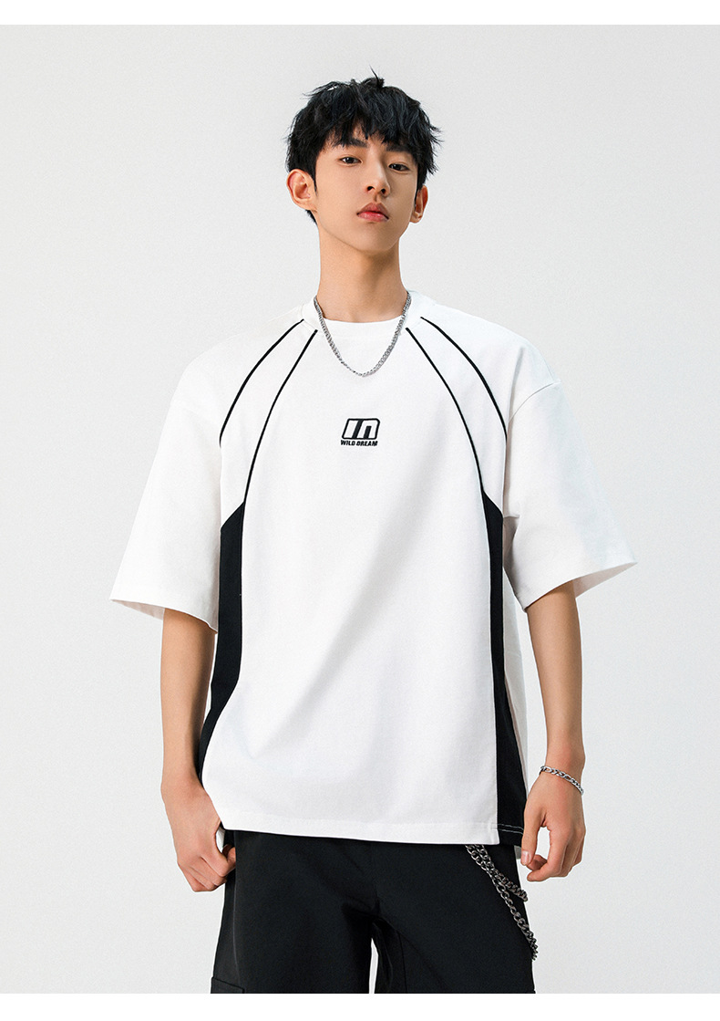 スポーツTシャツ 男性用配色切替半袖運動着全2色展開