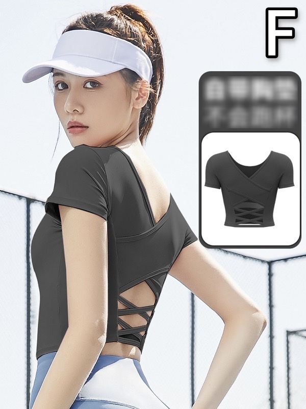 スポーツTシャツ レディース フィットネス用半袖スポーツシャツ ヨガ運動着