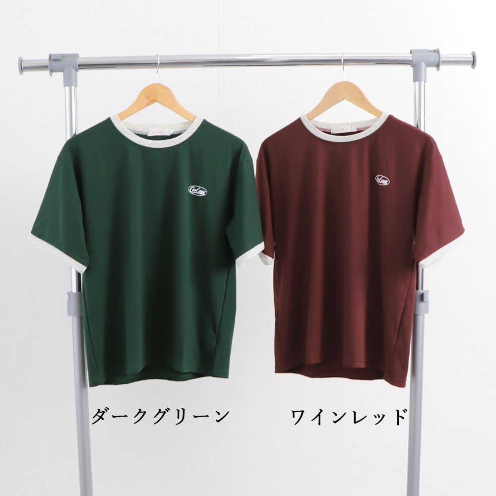 韓国風バイカラー半袖スポーツTシャツ