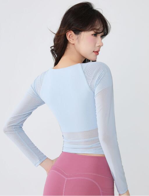 スポーツTシャツ レディース長袖速乾スポーツ服ヨガ運動着