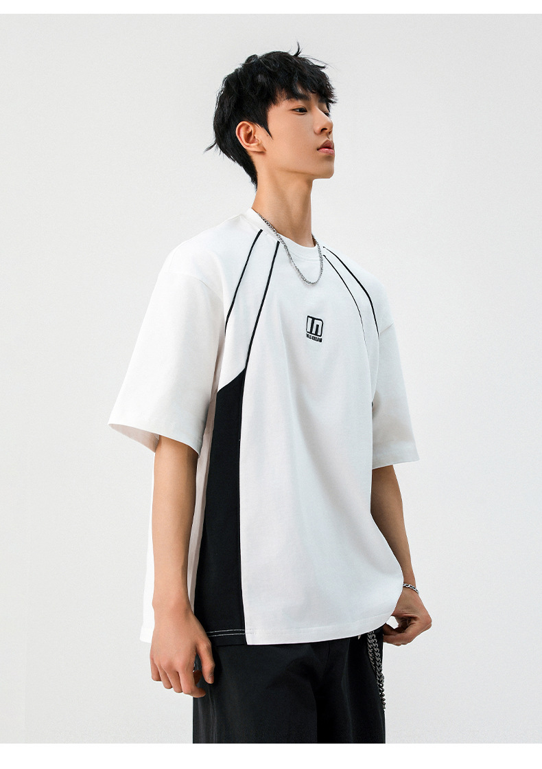 スポーツTシャツ 男性用配色切替半袖運動着全2色展開