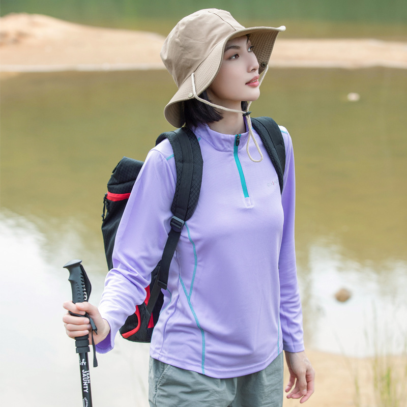 スポーツTシャツ 爽快登山ハーフジップシャツ