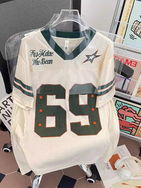 スポーツTシャツ アメリカンフットボール風メッシュスポーツ半袖シャツ