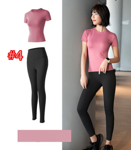 スポーツTシャツ 夏用レディース速乾ヨガウェア上下セット