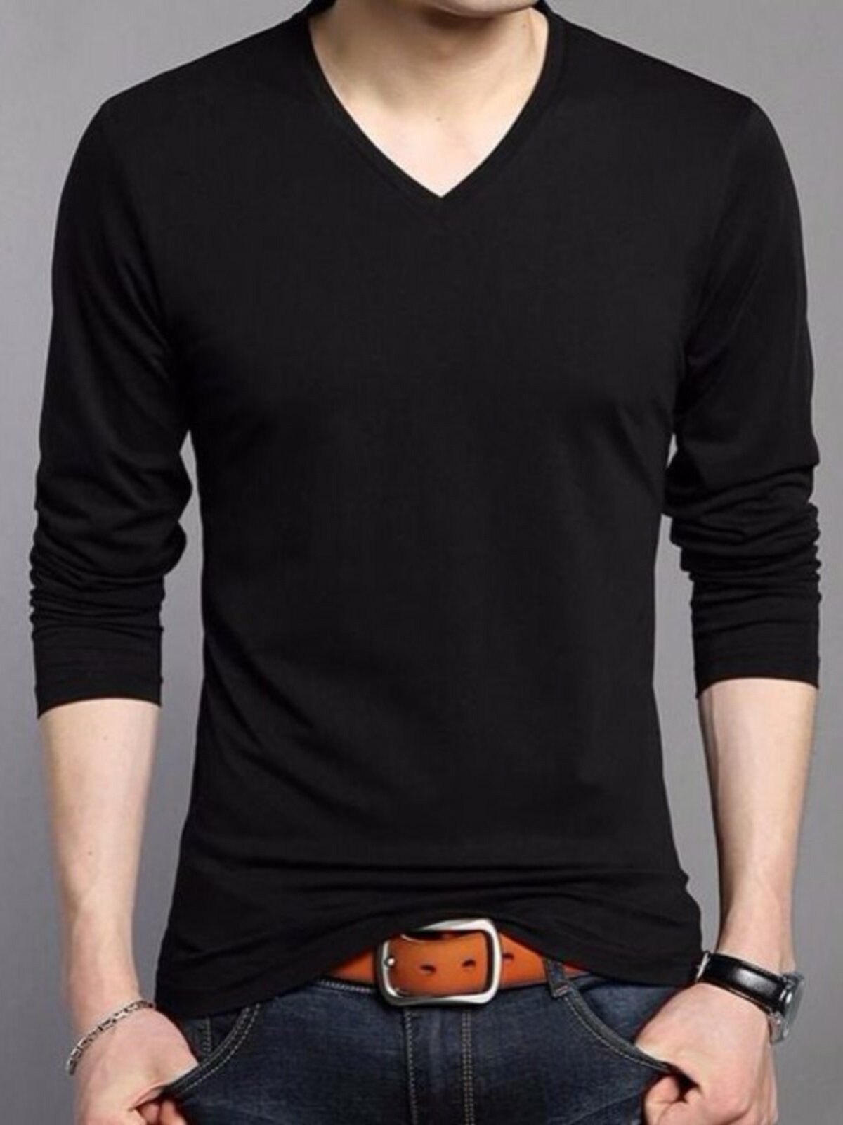 スポーツTシャツ 吸汗速乾長袖ブイネックスポーツシャツ