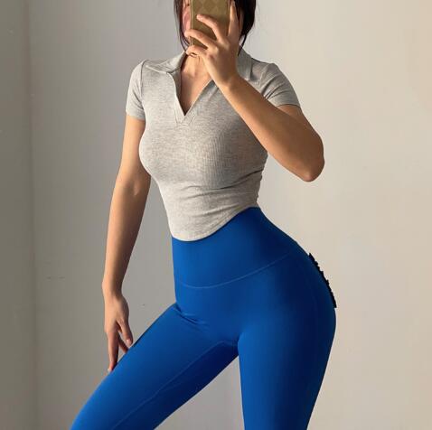 速乾ヨガ用ポロ襟スポーツTシャツ