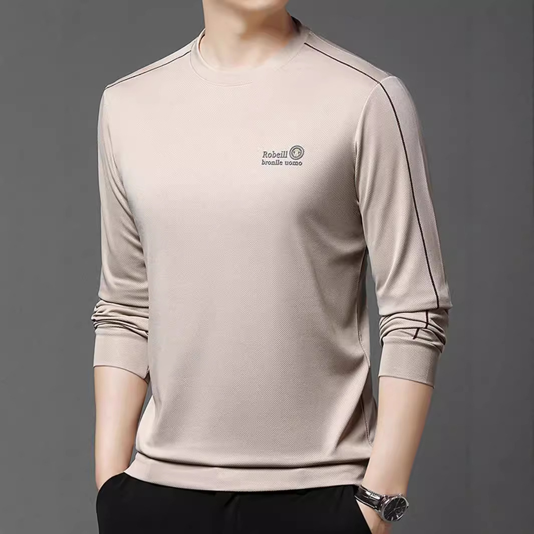 スポーツTシャツ 吸汗速乾長袖クルーネックゴルフシャツ