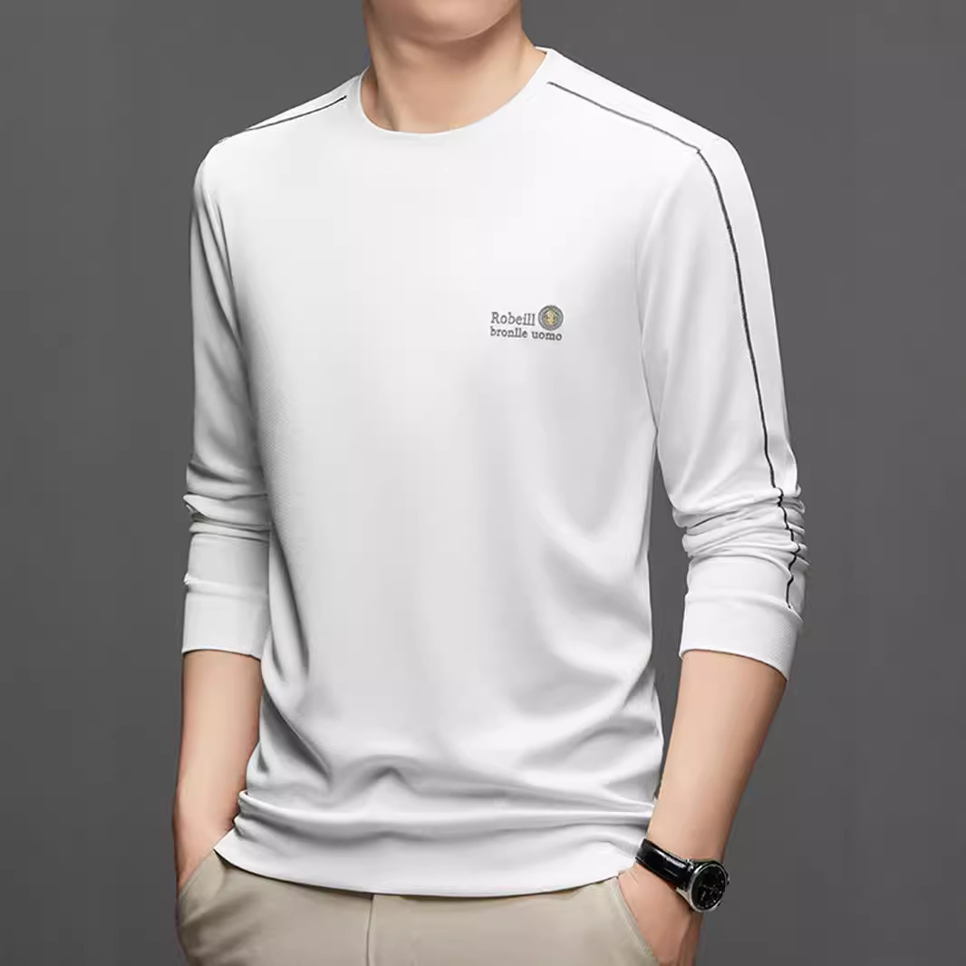 スポーツTシャツ 吸汗速乾長袖クルーネックゴルフシャツ