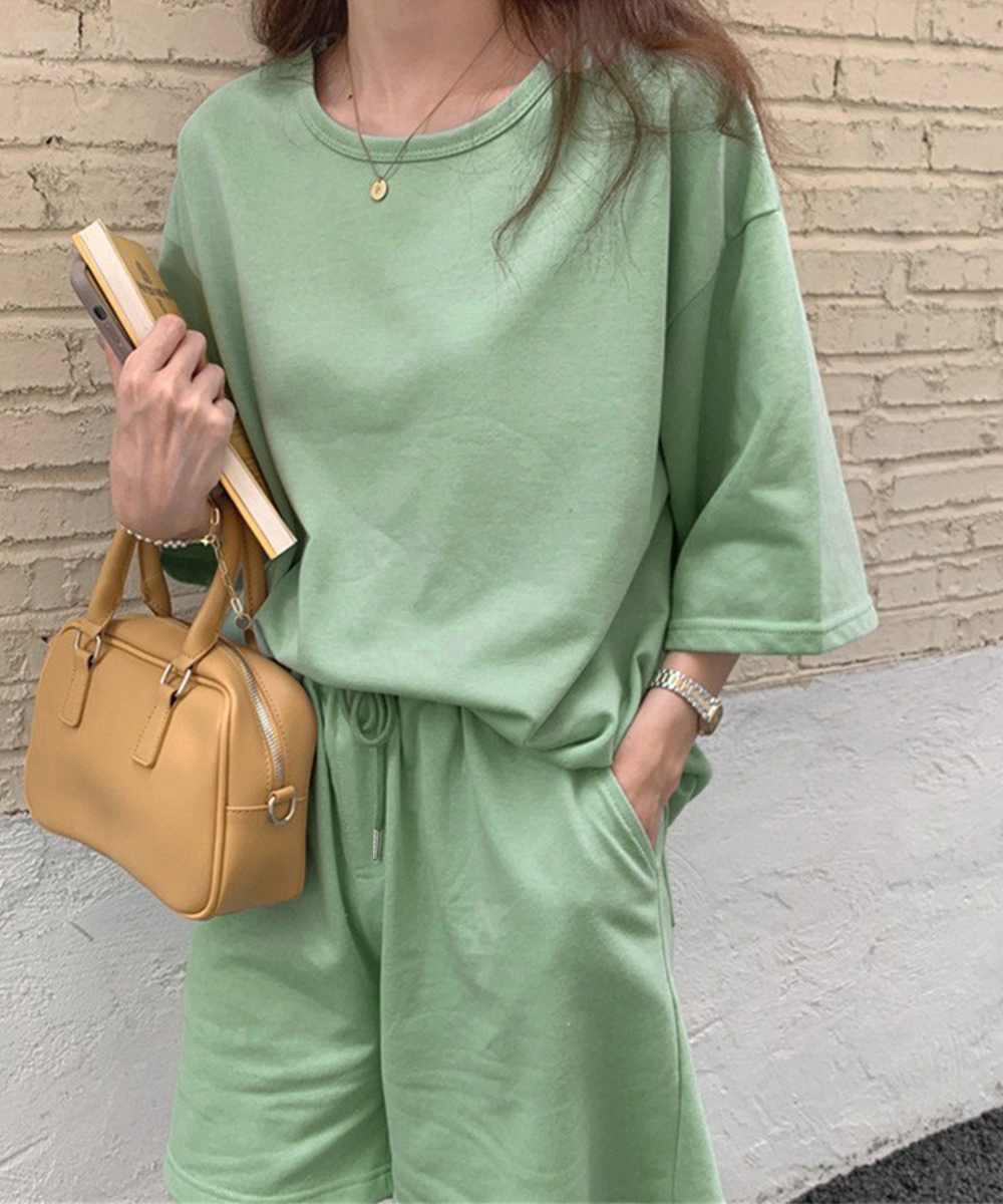 スポーツTシャツ レディース夏用セットアップ 半袖上下セット