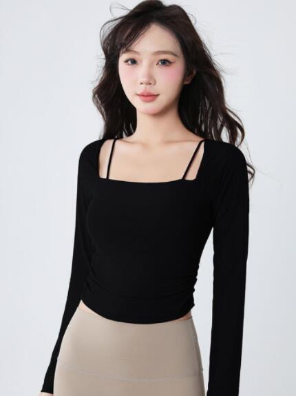 スポーツTシャツ レディース長袖速乾スポーツ服ヨガ運動着