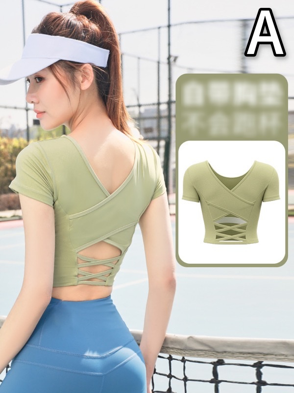 スポーツTシャツ レディース フィットネス用半袖スポーツシャツ ヨガ運動着