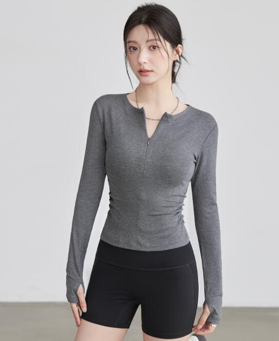 スポーツTシャツ ヨガウェア 長袖 速乾ストレッチトップス