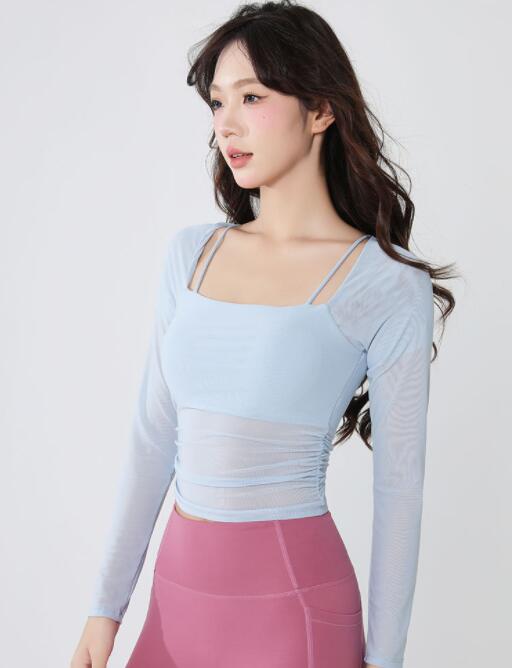 スポーツTシャツ レディース長袖速乾スポーツ服ヨガ運動着