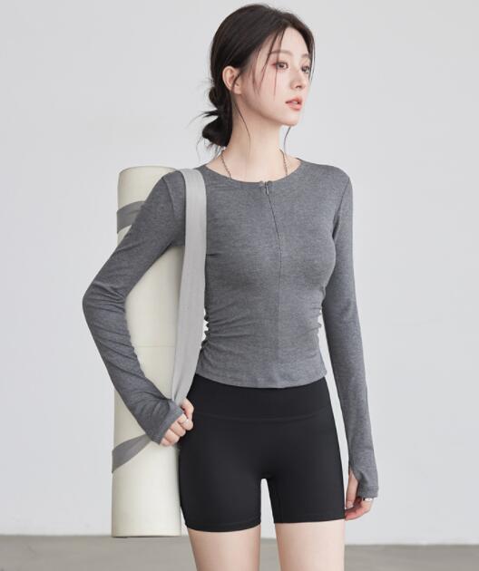 スポーツTシャツ ヨガウェア 長袖 速乾ストレッチトップス