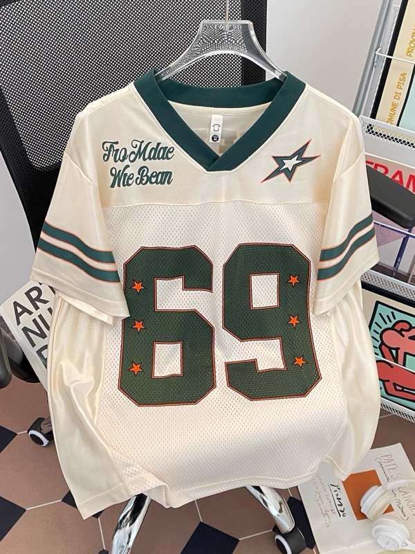 スポーツTシャツ アメリカンフットボール風メッシュスポーツ半袖シャツ