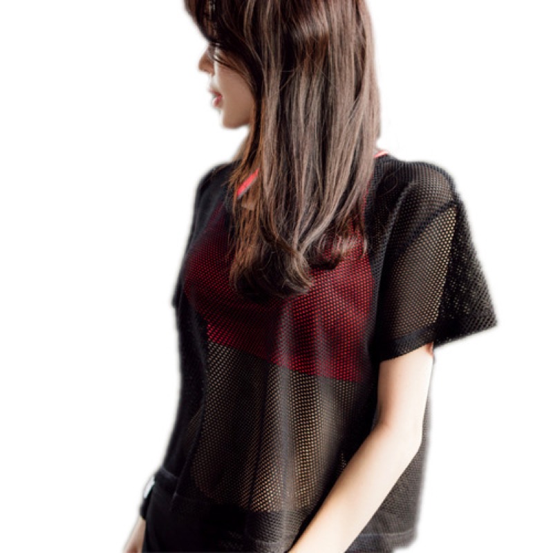 スポーツTシャツ レディース網目透け感スポーツ半袖メッシュトップス