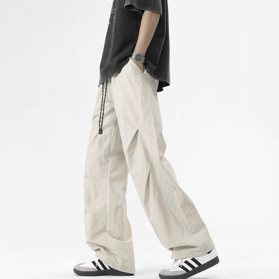 ストレートパンツ 紐付きゆったりカーゴパンツ