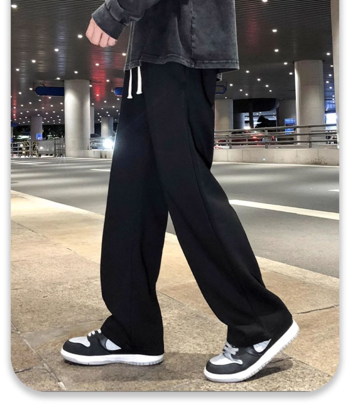 ストレートパンツ ゆとりシルエット ドローコード パンツ
