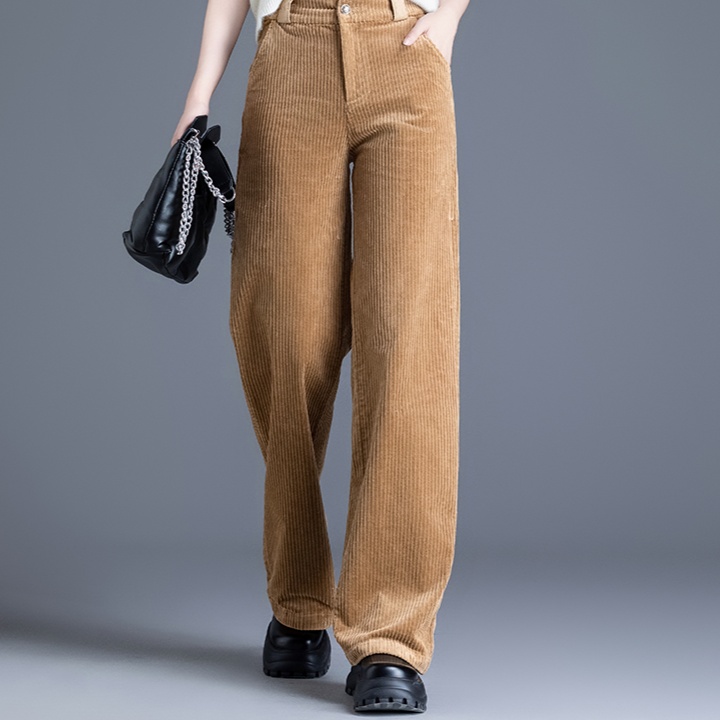ストレートパンツ ゆったりシルエット太畝コーデュロイパンツ